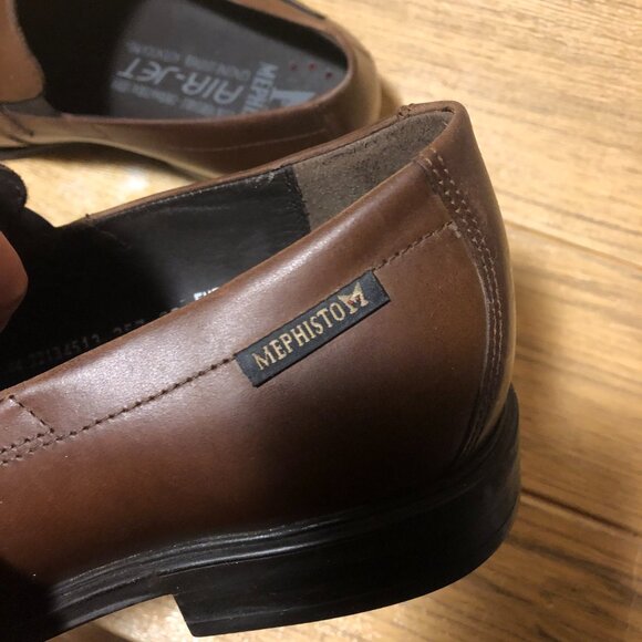 Mephisto men brown leather loafers, leather lining, original soles, 8.5